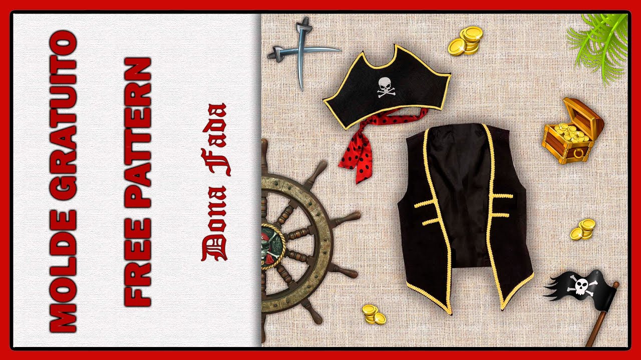 Fantasia Pirata - veste de 6 meses a 10 anos/ modelagem gratuita 