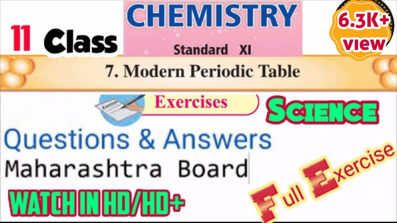 Modern periodic table 11 Class 7.Chapter Chemistry Exercise (Science ...