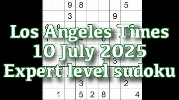 Sudoku solution – Los Angeles Times 10 July 2025 Expert level
