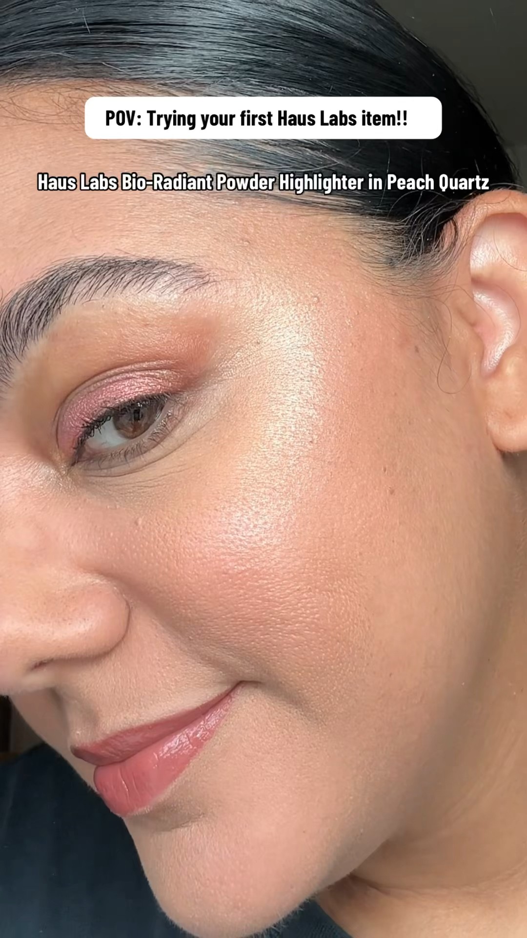 Haus Labs Bio-Radiant Powder Highlighter in Peach Quartz #hauslabs
