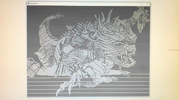 Interlaced ZX Spectrum graphic on LCD TV. Loading screen example in emulator Zesarux.