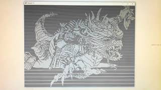 Interlaced ZX Spectrum graphic on LCD TV. Loading screen example in emulator Zesarux.