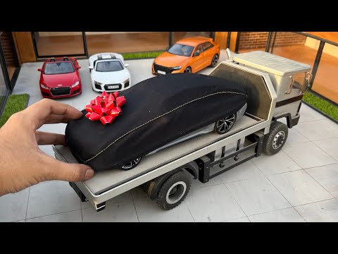 Realistic Audi Super Sedan Delivery by Mini Car Transporter 1:18 Scale | Diecast Model Car