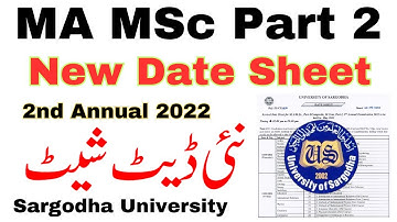 MA MSc Part 2 New Date Sheet Sargodha University - UOS MA MSc Part 2 New Date Sheet UOS