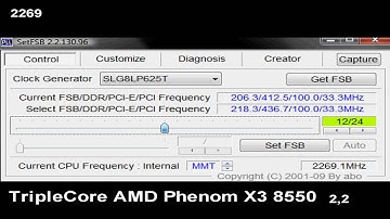 AMD Phenom X3 8550 OverClocking With setFSB [HD]