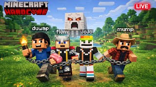 🔴NOT ENDING STREAM UNTIL WE BEAT HC MINECRAFT CHAINED TOGETHER W/ JOJO DUWAP MUMP | fl0m !merch