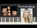 How to play try everything from zootopia piano tutorial  shakira  moromusicpiano