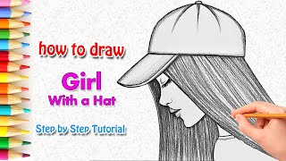 كيفية رسم فتاة ترتدي قبعة خطوة بخطوة || أفكار سهلة للرسم للمبتدئين || رسم فتاة #drawing#tutorial