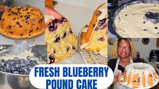 Blueberry Pound Cake  | Using Fresh Blueberries with Homemade Glaze | Moist and Delicious 😋