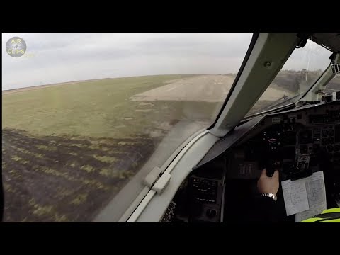 SUPER LOW Pilot's View Cockpit Landing Saab 340, SHORT & OLD ex-Soviet Runway, MUST SEE! [AirClips]