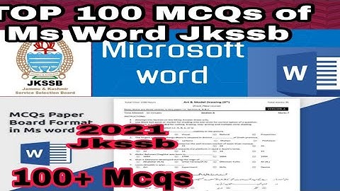 Top 100 MCQs Of Ms Word Jkssb | JKSSB Computer Mock Test | JKSSB Mcqs For All Competitive Exams