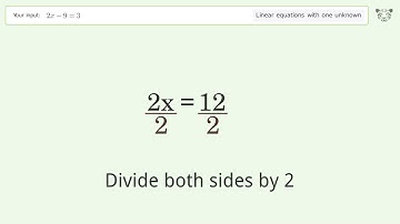 Solve 2x-9=3: Linear Equation Video Solution | Tiger Algebra
