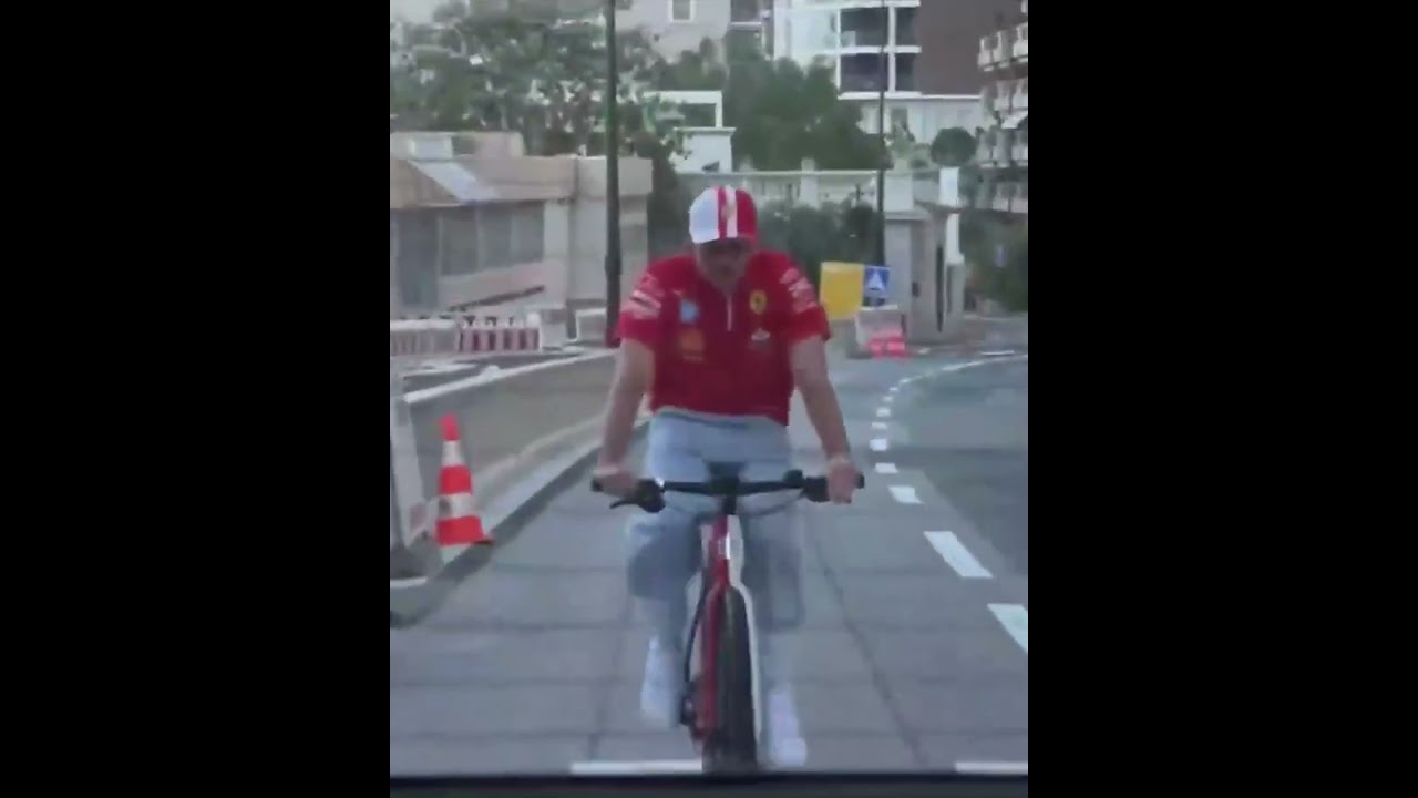 Charles Leclerc cycling home after winning the Monaco Grand Prix (via sharr__leclerc/TT)