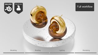 Monica Vinader's Kate Young Gemstone Link Stud Earrings | Full workflow Blender 4.1 jewelry design