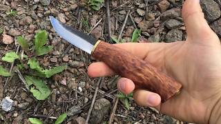 Kellam Puukko, 3 Blade, Stained Curly Birch Handle