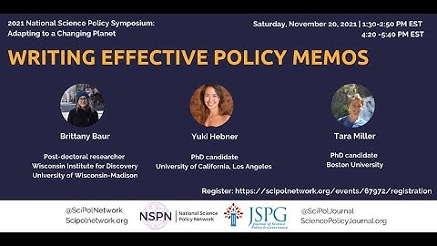 2021 NSPN Symposium: Writing Effective Policy Memos