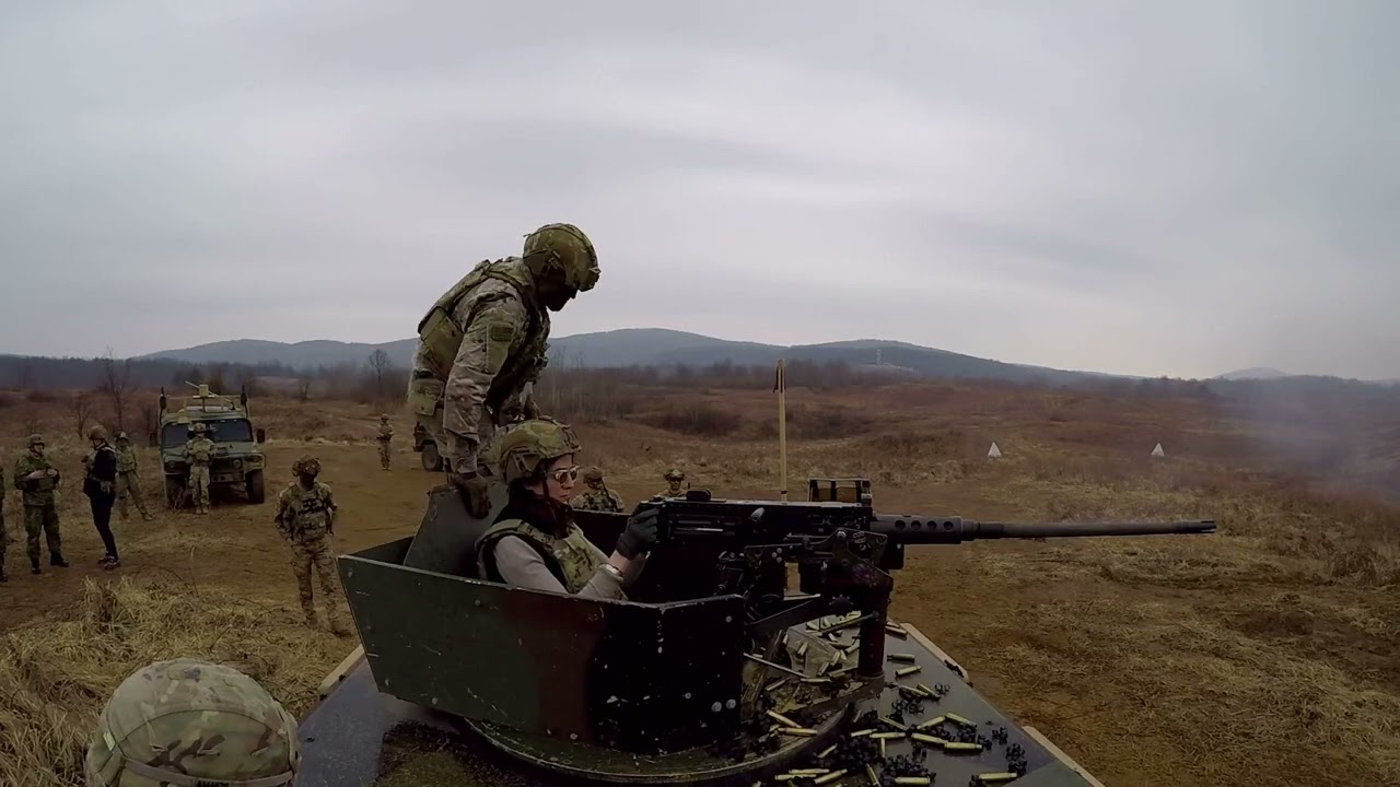 U.S. Ambassador to Croatia Nathalie Rayes shoots .50 cal with 173rd Airborne Brigade