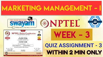Marketing Management - I Week 3 Quiz Assignment Solution | NPTEL 2022