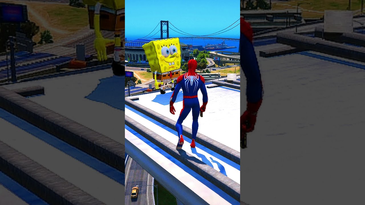 GTA 5 Crazy Ragdolls - SPIDERMAN vs SpongeBob (Euphoria Physics) Epic moments | gta v mod |Superhero