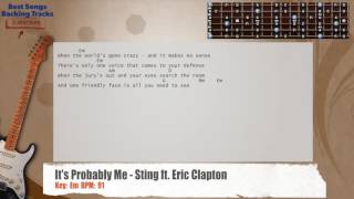 Video thumbnail of "🎸 It's Probably Me - Sting ft. Eric Clapton Guitar Backing Track with chords and lyrics"