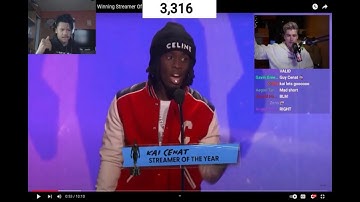 This is HISTORY!! Streamers React To Kai Cenat Winning Streamer Of The Year Award
