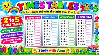 2 to 5 Tables Worksheet for Kids 🔢 | Learn Multiplication Tables 2, 3, 4, 5 | Maths Practice | 
