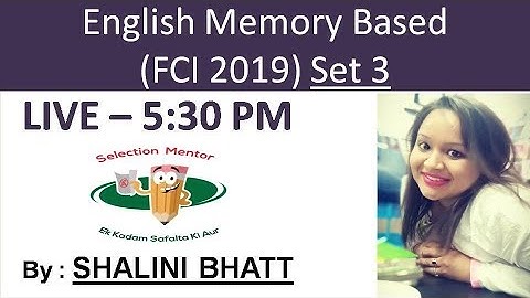 English// Memory based SET 3// FCI 2019//By Shalini bhatt