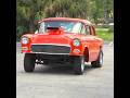 1955 Chevy Gasser HoleShot Burnout Classic Car Exhaust Sound Driving By at the Car Show Cruise In