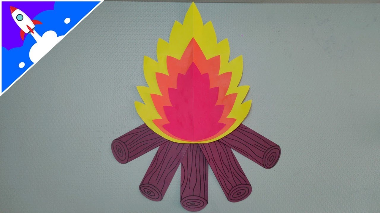 Como fazer uma fogueira de papel - Decoração de festa junina - YouTube