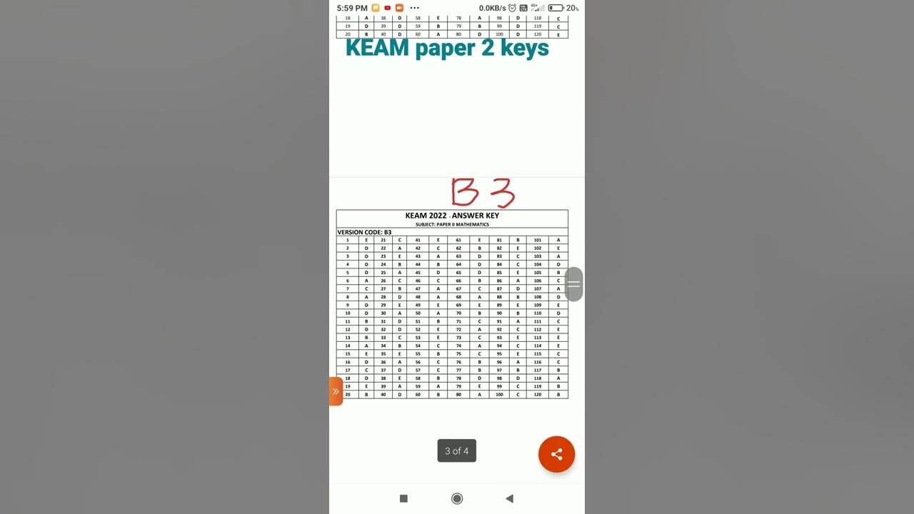KEAM paper 2 answer keys/KEAM 2022 answer keysshortskeam2022 YouTube
