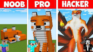 Minecraft FOX STATUE HOUSE BUILD CHALLENGE - NOOB vs PRO vs HACKER / Animation #gaming