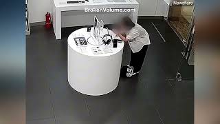 Chinese woman chews anti theft cable at Apple store to steal iPhone 14