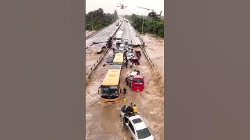 Moment the Bridge Almost Swept Away by Heavy Floods! #viral #shorts