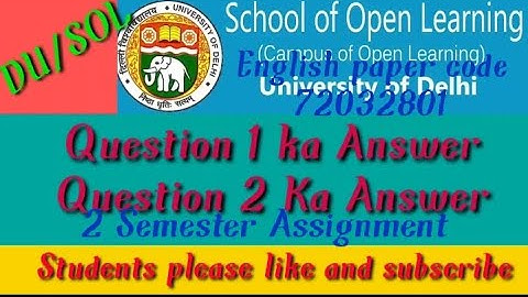 ENGLISH 2nd Semester Assignment Solved | B.a prog English Assignment Answer | Sol assignment answer