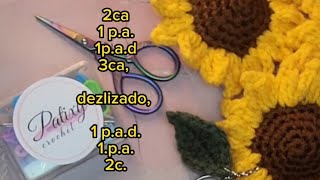 Como tejer PÉTALOS de un GIRASOL? LLAVERO!! PASO a  PASO! parte #2