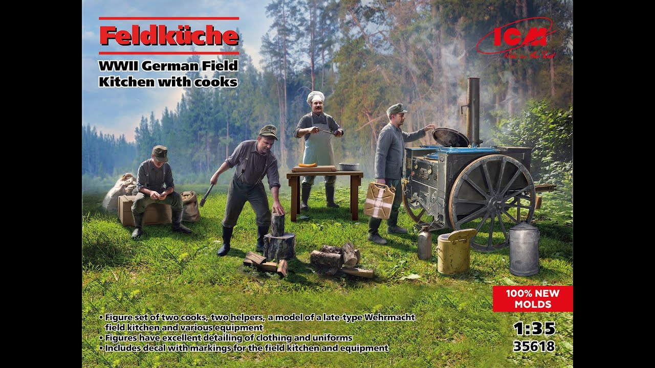 ICM 1/35 WW2 German Field Kitchen (Feldkuche) & Cooks (35618