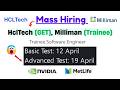 🔥Nividia, Milliman Bulk Hiring | Test Date - 12 April | Direct Test Hiring 2026 | Off Campus Hiring