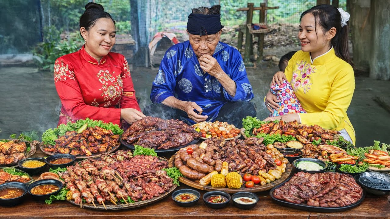 How to Make Delicious Grilled Meat with Family on New Year's Day - Ly Thi Ca