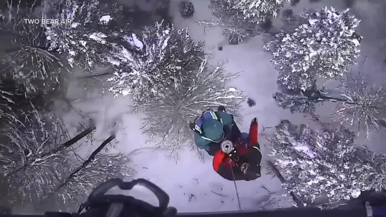WATCH: Two Bear Air hoists lost skier to safety