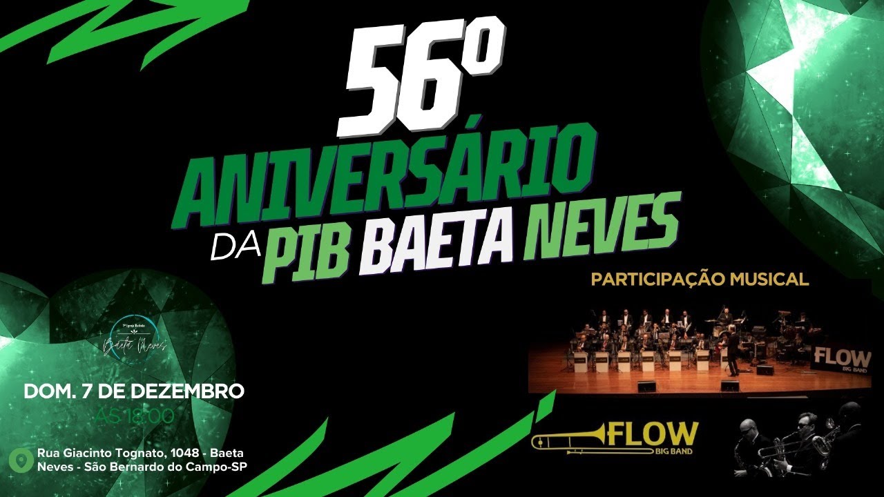 [AO VIVO] 56º Aniversário da PIB Baeta Neves - 07/12 - 18h | Pregador Pr Sergio Laurentino