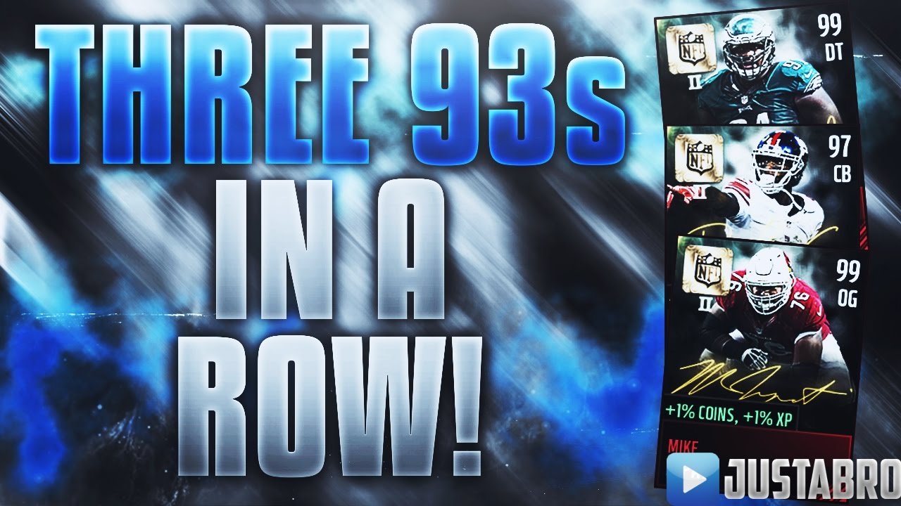 THREE 93 OVERALL PULLS IN A ROW! Best Signature Bundle EVER! Madden Mobile 17