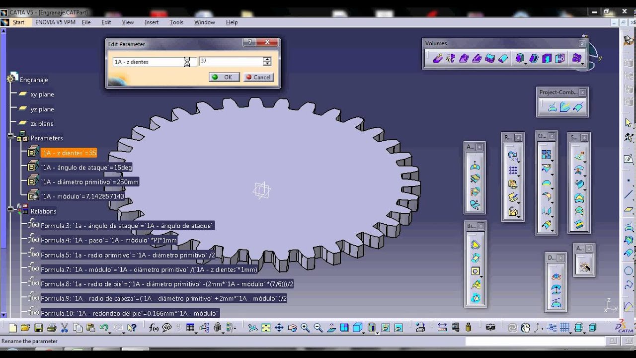 CATIA V5 Jorge Luis López Niño Carnicer Engranaje - YouTube