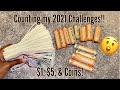 COUNTING MY 2021 SAVINGS CHALLENGES| $1, $5, & COINS CHALLENGES| TAYLORBUDGETS