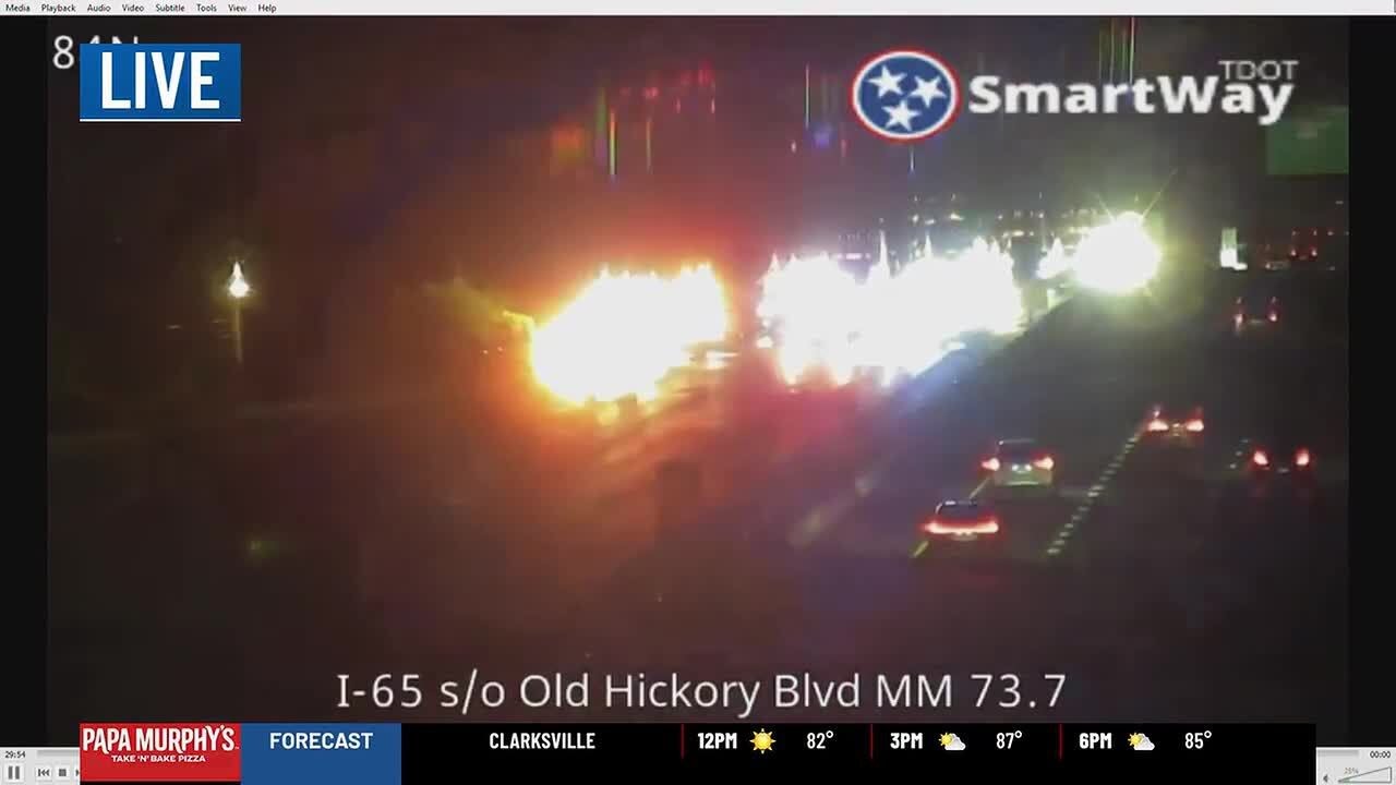 Crash closed interstate in Brentwood - YouTube
