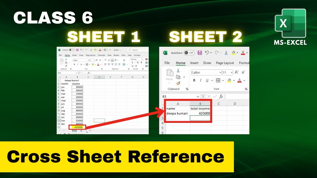 class 6 using cross sheet reference in Excel | NEXGEN EDUCATION TEAM ...