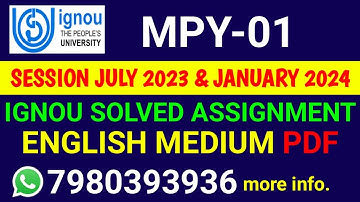 MPY 1 Solved Assignment 2023-24 English, MPY 1 Solved Assignment 23-24, MPY-01 Assignment