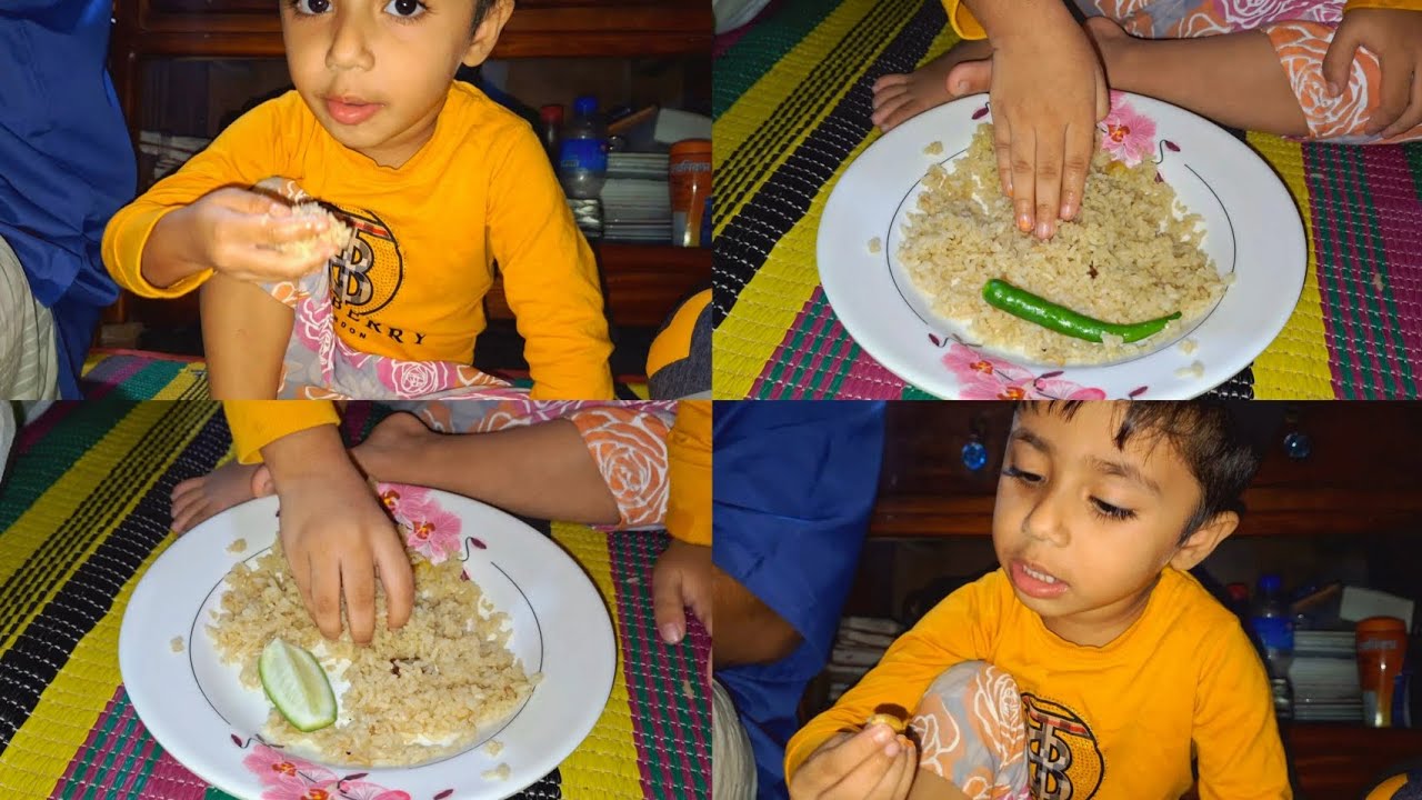 শীতের সন্ধ্যায় ছোট্ট বাবুটা কত মজা করে চিকেন বিরিয়ানি 🫕 খাচ্ছে যদিও সে মাংস খায় না কেন জানি শুধু 