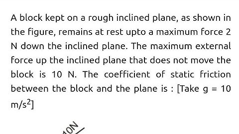 #jeemain2019 #nlm A block kept on a rough inclined plane, as shown in figure, remains at rest upto a