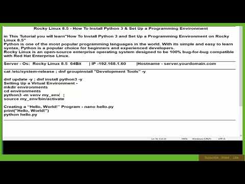 Rocky Linux 8.5 - How To Install Python 3 And  Set Up a Programming Environment