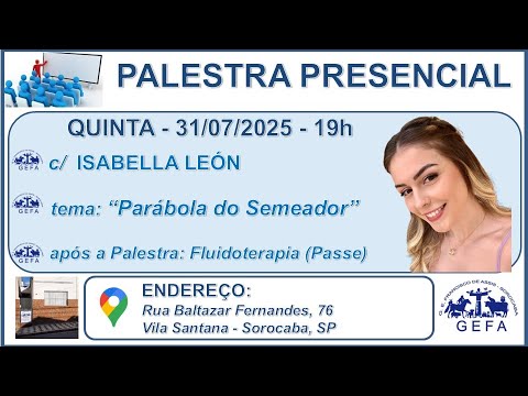 Assista: Palestra Presencial - c/ ISABELLA LEON (31/07/2025)